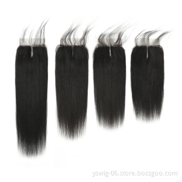 YS New ArrivalStraight Human Hair Lace Closure Machine Made 4x1 Cheap Indian Unprocessed 100% Virgin Hair Lace Closure